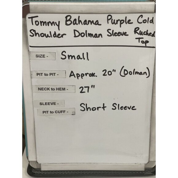 Tommy Bahama Women's Purple Ruched Sides Split Shoulder Top Size Small - Picture 8 of 8